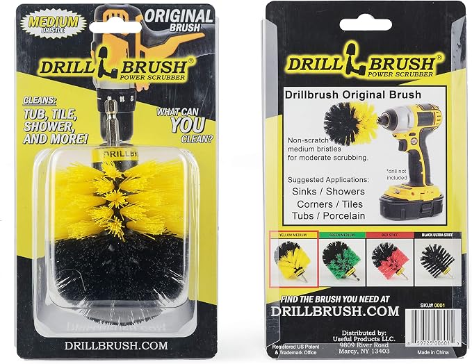 Bath Mat - Bathtub - Sink - Toilet - Bidet - Flooring - Grout Cleaner | Drill Brush - The Original Drillbrush Power Scrubber - Bathroom Accessories - Shower Cleaner - Scrub Brush - Shower Curtain