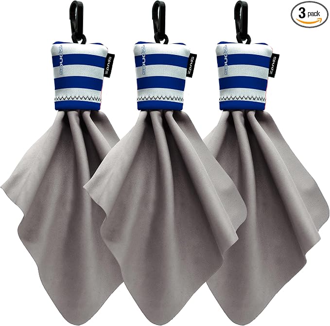 SPUDZ Classic Microfiber Lens Cleaner – Clip-On Pouch, Washable – for Binoculars, Scopes, Glasses, Screens | Classic | Nautical Stripes, 6 x 6 Inch (3-Pack)