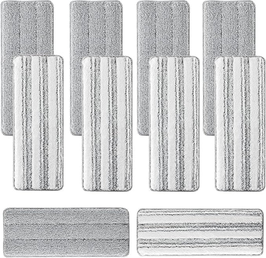 10 Pack Mop Replacement Pads for Joymoop, 13 x 4.9 in Refills | Washable, reusable microfiber pads fit most 11-13-inch flat mops and deliver strong absorption for wet or dry floor cleaning