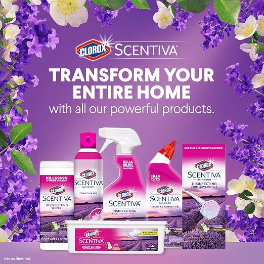 Clorox Disinfecting Wipes Clorox Scentiva Disinfecting Wet Mopping Pad Refills For Floor Cleaning, Tuscan Lavender & Jasmine, 24 Count