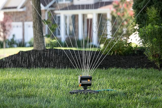 Melnor 65131AMZ MiniMax Turbo Oscillator Sprinkler, 4000 sq. ft., 4-Way Adjustable, Quick Connect Bundle, Black, Yellow (Pack of 12)