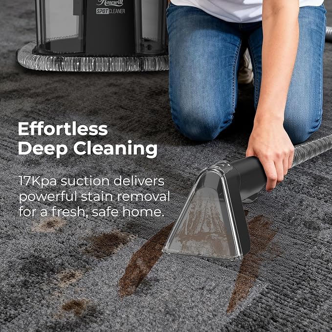 Rosewill Multi-Purpose Portable Carpet and Upholstery Cleaner, Powerful Suction 17 KPa Spot Cleaner, 550W Motor, Car and Auto Detailer, Stain/Spot Remover; Versatile Use: Carpet, Sofa, Pet Hair