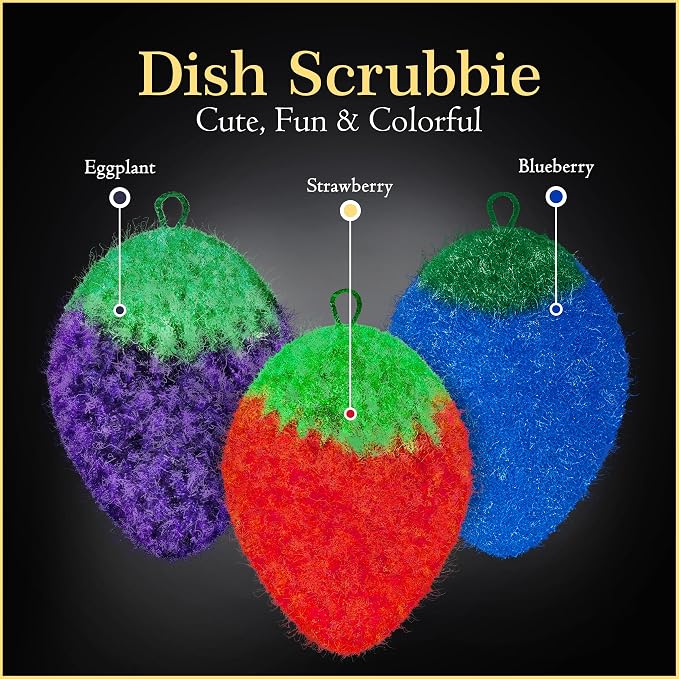 Dish Scrubbie Non-Scratch Dish Scrubber-Long Lasting & Odorless, Safe on Non-Stick, Cast Iron, Glass and Other Surfaces, Reusable Kitchen Sponge Alternative for Kitchen, Bathroom & Floors (Pack of 3)