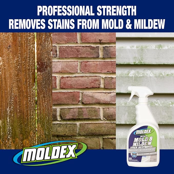 Moldex® Mold & Mildew Surface Stain Cleaner with Bleach, 32 oz – Fast Acting Spray for Tile, Grout, Siding and Outdoor Surfaces