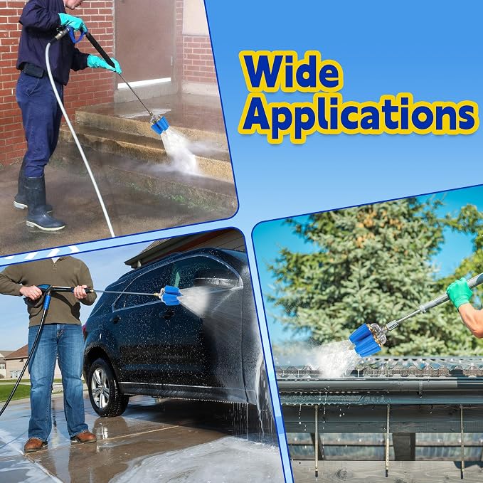 4-in-1 Turbo Nozzle Pressure Washer, 1/4" Quick Connect, 4-6 GPM | Quadruple Turbo Nozzle for Power Washer, 360° Rotating Turbo Nozzle Tip, 2.0 Orifice, 4000 PSI