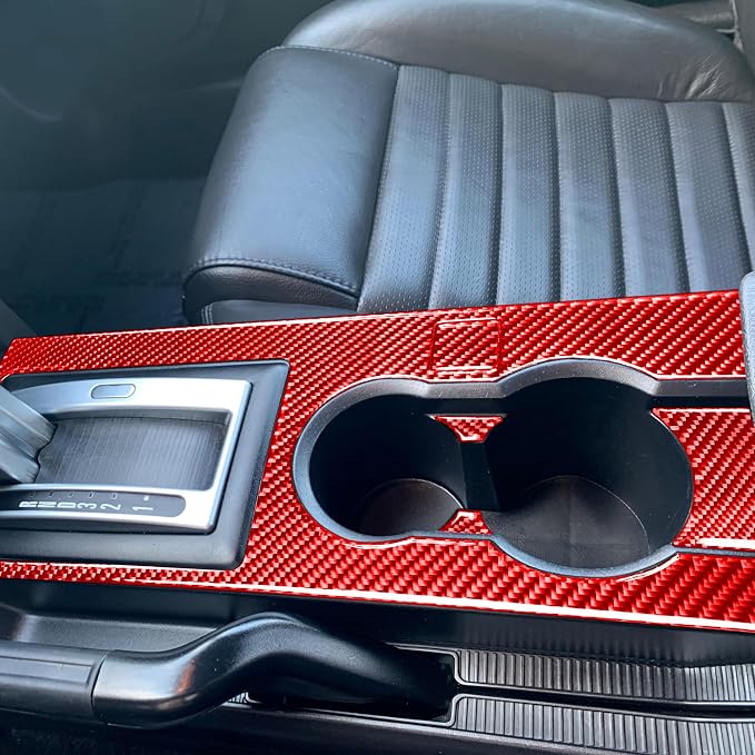 Red Real Carbon Fiber Trim for Ford Mustang Accessories | for GT Shelby 2005 2006 2007 2008 2009 Co-Pilot Instrument Dashboard Interior Thick Overlay Decal