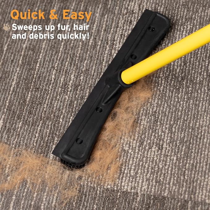 FURemover Pet Hair Removal Rubber Broom, 61" Telescopic Handle | Multi-Surface Rubber Broom with Built in Squeegee Edge, Sweeps up Fur, Hair, and Debris on Tile, Wood, Vinyl, and Carpet