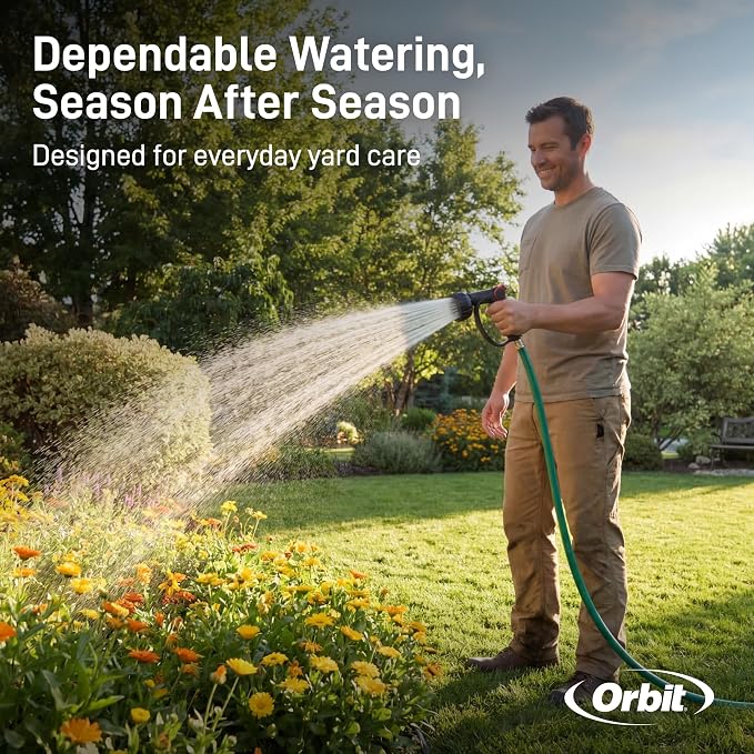 Orbit 58993 7-Pattern Watering Nozzle with Thumb Control, Black