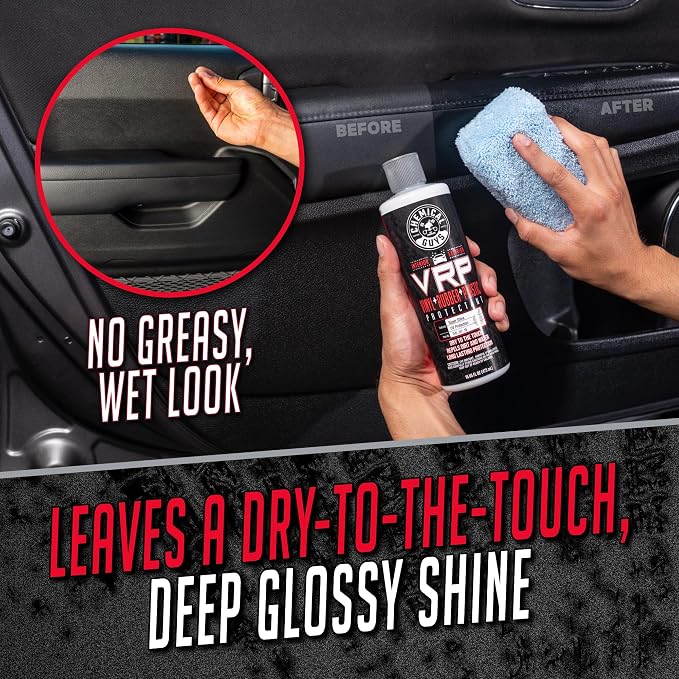 Chemical Guys, VRP Vinyl, Rubber & Plastic Dressing, Dry to Touch, 16 oz | Satin shine on tires, trim, dashboards and weatherstripping, non-greasy and dry to the touch, indoors or out