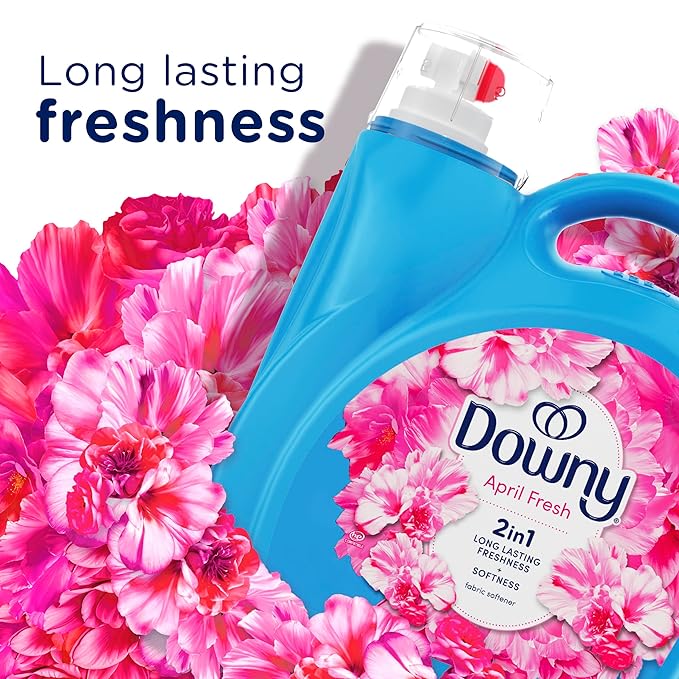 Downy 2 in 1 Liquid Fabric Softener, April Fresh, 44 fl oz, 60 Loads, Fabric Conditioner Liquid Provides Softness and Freshness for Fabrics