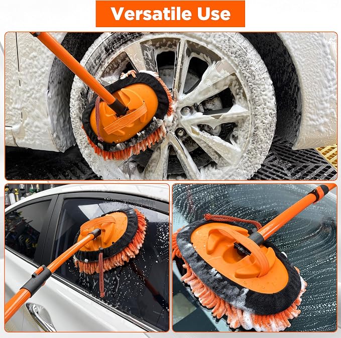 Tool Daily Short Pressure Washer Gun with Foam Cannon, Car Wash Brush | 15° Curved Car Washing Brush with Long Handle, 5 Spray Nozzle Tips, 1/4 Inch Quick Connect