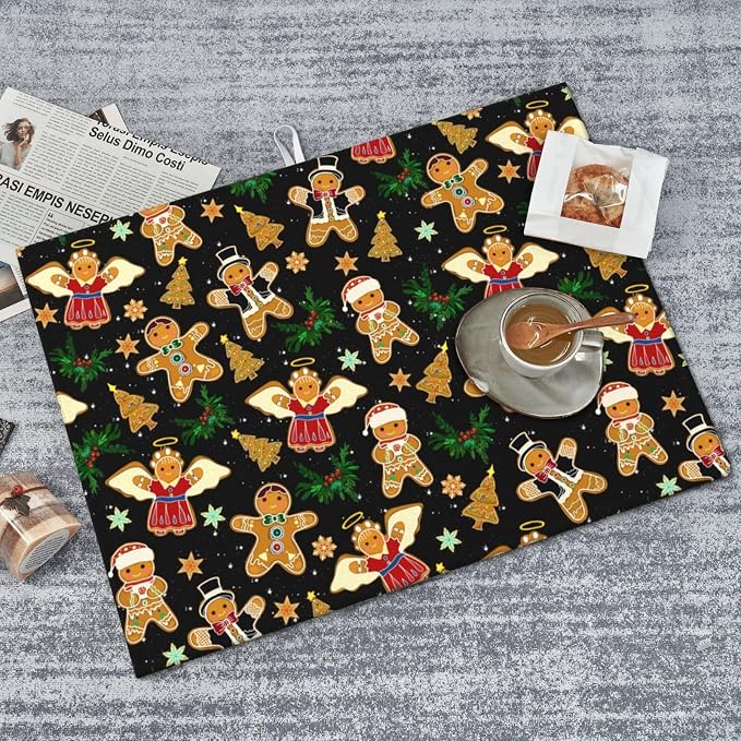 Christmas Gingerbread Dish Drying Mat for Kitchen Counter Cute Kitchen Christmas Dish Mat Microfiber Kitchen Countertop Absorbent Reversible Drainer Rack Pad