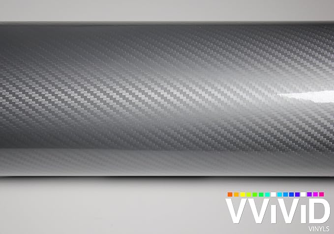 VVIVID Epoxy High Gloss Carbon Vinyl Automotive Wrap Film DIY Easy to Install No Mess (50ft x 5ft, Silver)