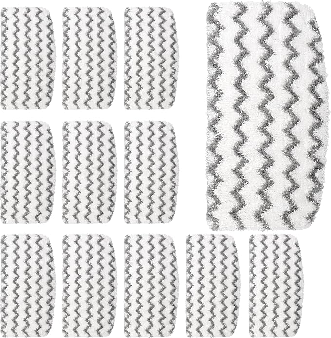 F Flammi 12 Pack Microfiber Mop Replacement Pads for Shark Steam Mop S1000/S1000A/C/WM/S1001C & S2001 with Professional Scrubbing Strips – Washable Reusable for Hardwood/Tile/Laminate