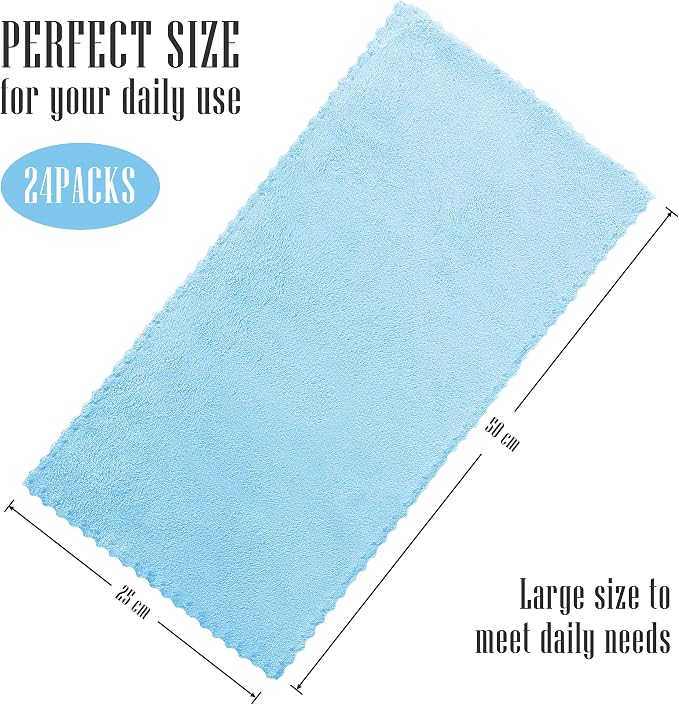 Sunny zzzZZ 24 Pack Kitchen Dishcloths - Does Not Shed Fluff - Reusable Dish Towels, Dish Cloths, Super Absorbent Coral Fleece Cleaning Cloths, Fast Drying, 10 x 20 Inch (Aquamarine)