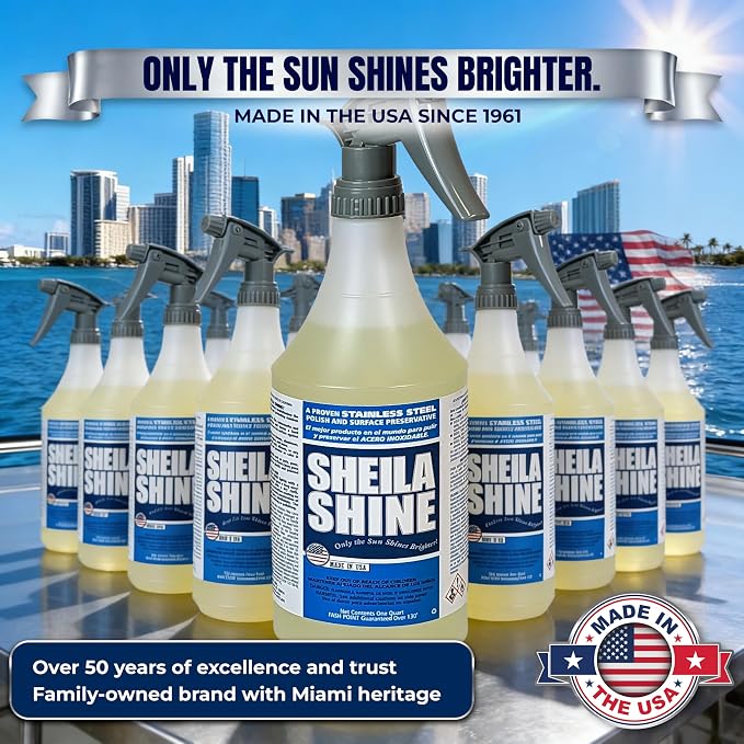 Sheila Shine Stainless Steel Cleaner & Polish – 1 Quart (32 fl oz) – Removes Fingerprints, Protects & Restores Shine on Stainless Steel, Chrome & Metal Surfaces