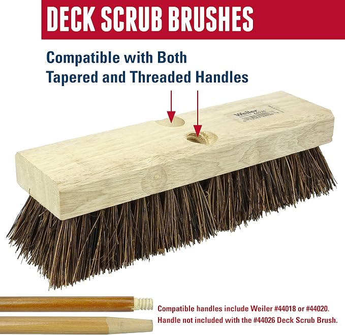 Weiler 44428 9" Block Size, 5 X 14 No. Of Rows, Wood Block, Palmyra Fill, Deck Scrub Brush