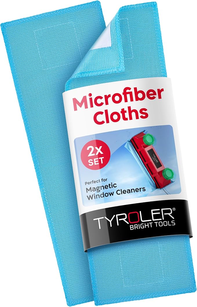 Tyroler Pack of 2 Replacement Microfiber Cloths for Glider Window Cleaner | Ultra-Soft, Non-Abrasive And Highly Absorbent Cleaning Cloths