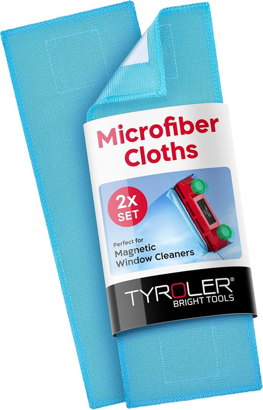 Tyroler Pack of 2 Replacement Microfiber Cloths for Glider Window Cleaner | Ultra-Soft, Non-Abrasive And Highly Absorbent Cleaning Cloths