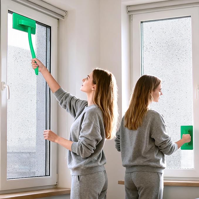 MyLifeUNIT Mesh Screen Cleaner, Detachable Window Screen Cleaning Brush | 2-Pack, 7.87-Inch Wide Brush Heads, Windows Screen Cleaner Washing Tool, Wet and Dry Dual-Use, One Brush Double Sides Clean