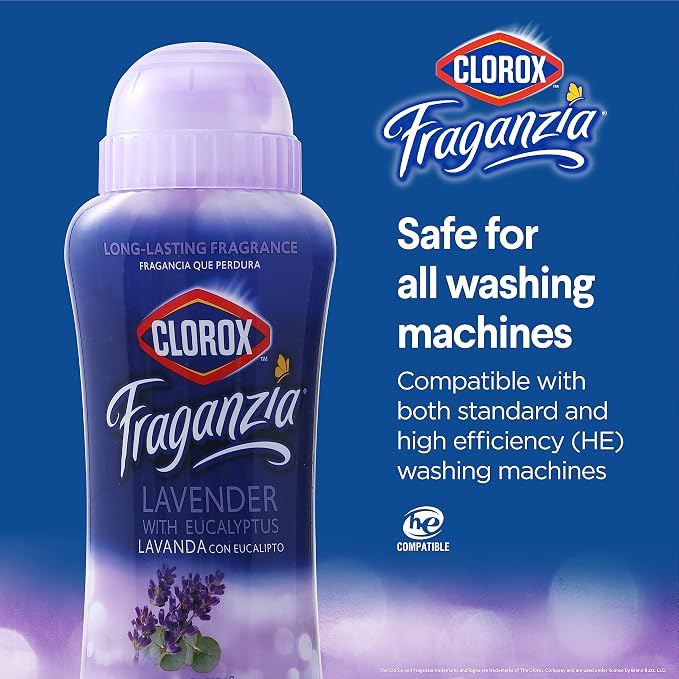 Clorox Fraganzia Scent Boosting In-Wash Laundry Crystals, Lavender, 12 Count, 18 Oz Each, Laundry Freshener Beads, Fresh Clean Great Smelling Clothes