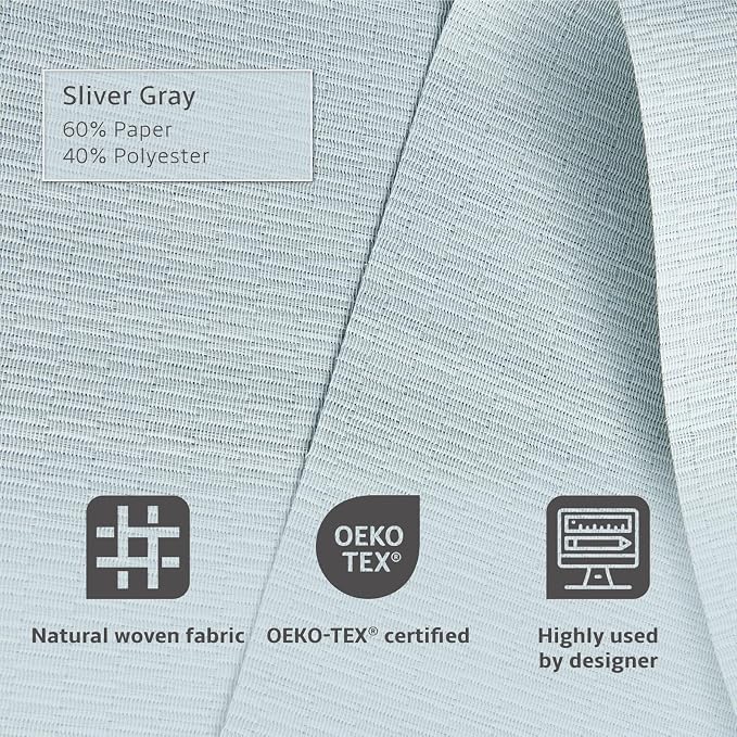 Replacement Fabric Panels for Sliding Glass Door (4-Pack, 23"x96"), Fabric Only, Natural Woven Blind Slats, Trimmable, Sheer, Track & Bottom Rail Not Included,Sliver Gray