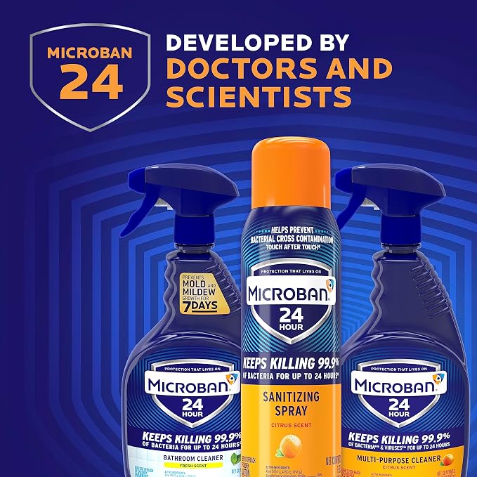 Microban 24 Hour Disinfectant Sanitizing Spray, Fresh Scent, 15oz