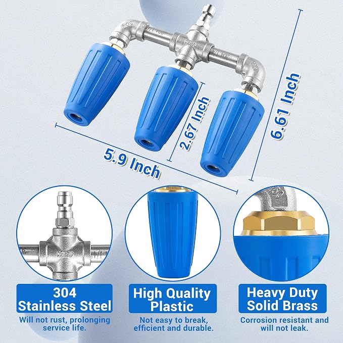 Triple Turbo Nozzle Pressure Washer, 1/4" Quick Connector, 4000 PSI | 360° Rotating Turbo Nozzle, 2.0 Orifice 3-in-1 Turbo Nozzle