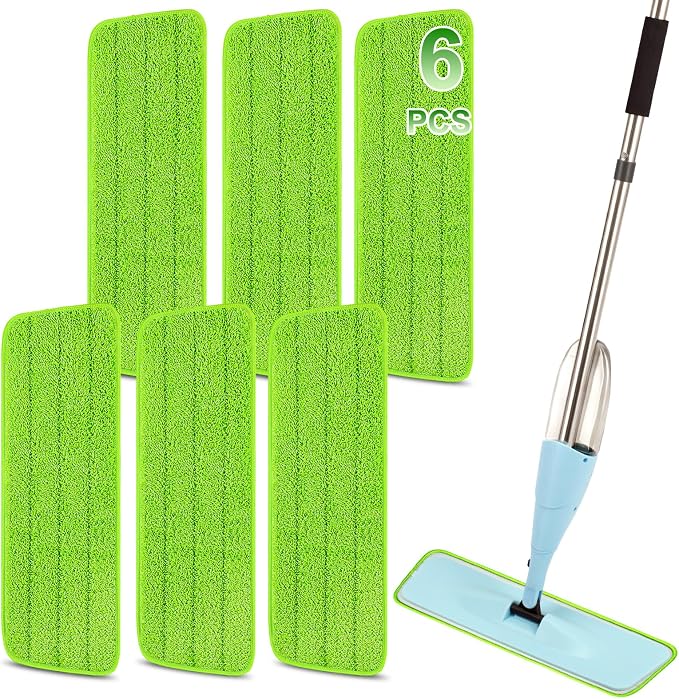 16.5 Inch Reusable Mop Pads Microfiber Spray Mop Replacement Heads for Wet/Dry Mops Compatible with Bona Floor Care System (6 Pack)