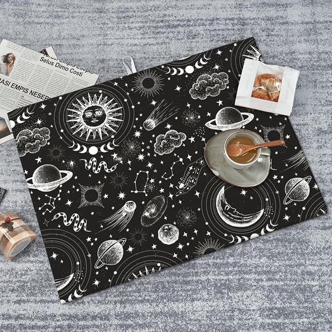 Sun And Moon Dish Drying Mat 18 x 24 Inch for Kitchen Counter Cute Kitchen Mat Microfiber Kitchen Countertop Absorbent Reversible Drainer Rack Pad Dish Drying Mat
