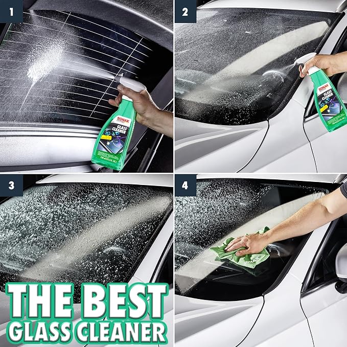 SONAX Glass Cleaner 338400 | Powerful Streak Free Formula for Crystal Clear Windows and Mirrors | Easily Removes Dirt Grease and Grime | Safe for Automotive and Household Use | 750ml