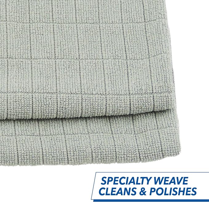 Unger 12” x 12” Microfiber Glass and Mirror Cloths, 2 Pack, Wet and Dry Cleaning Towels, Reusable Supplies, Window Cleaner Polishing Cloth with Streak-Free Results