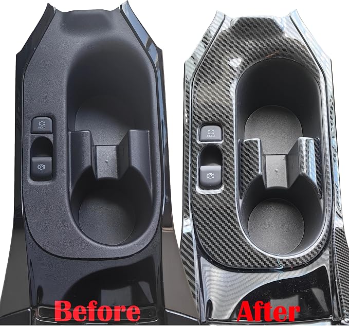ruihe 7pcs Carbon Fiber Pattern Stainless Car Gear Shift Knob Console Panel Trims Cup Holder Frame Cover Fit for Toyota Corolla 2023 2024 2025 2026