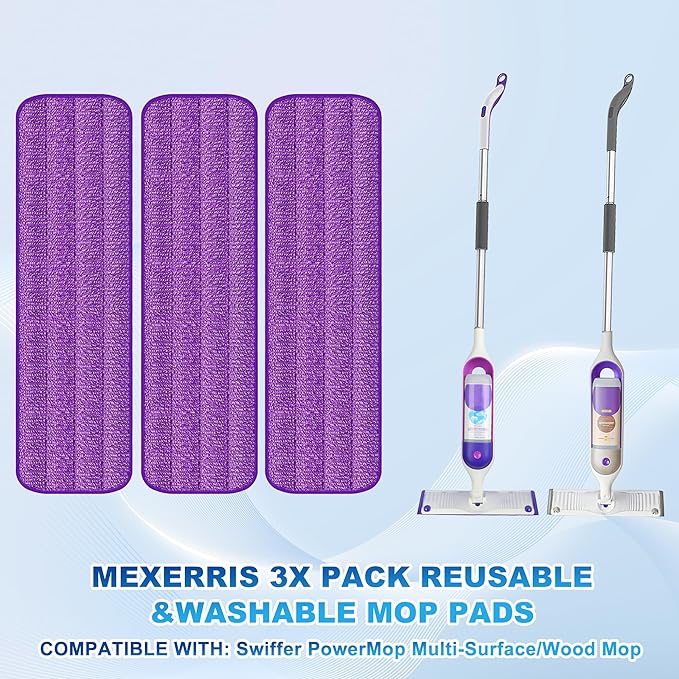 Spray Mops for Hardwood Floor Cleaning: Floor Mop with 2 Refillable Bottles | 3 Washable Pads for Swiffer Powermop, 360° Swivel Head, Wet Mop Reusable, Commercial Dust Mop for Wood Laminate Ceramic Tiles