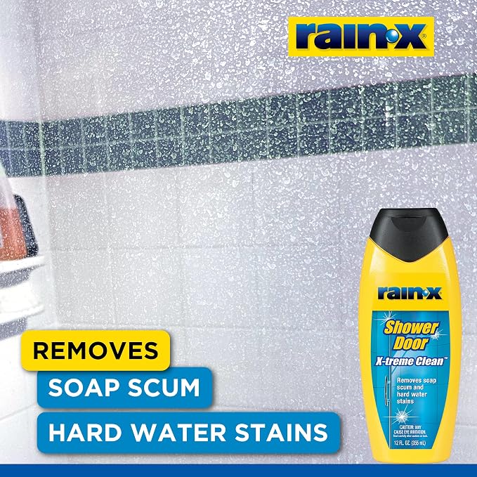 Rain-X 630544 X-Treme Clean Shower Door Cleaner, 12 Fl. Oz, Formulated To Glass Doors - Removes Soap Scum, Dirt, Hard Water Build-up, Calcium, Lime & Rust Stains (Pack of 2)