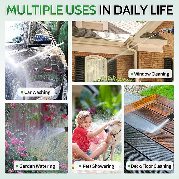 AUTOMAN Garden Hose Nozzle Heavy Duty, Fireman Hose Nozzle, High Pressure Water Hose Sprayer Nozzle, Adjustable Spray Nozzles for Washing Car, Cleaning Ground, Watering Plants, Showing Pets