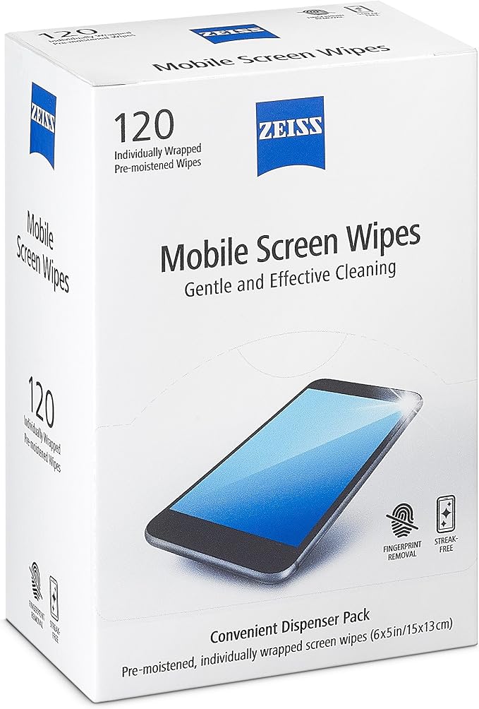 ZEISS Pre-Moistened Wipes, Screen Cleaner, 120 Count (Pack of 8)