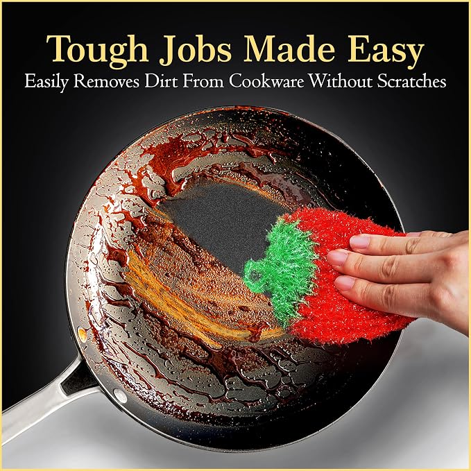 Dish Scrubbie Non-Scratch Dish Scrubber-Long Lasting & Odorless, Safe on Non-Stick, Cast Iron, Glass and Other Surfaces, Reusable Kitchen Sponge Alternative for Kitchen, Bathroom & Floors (Pack of 5)