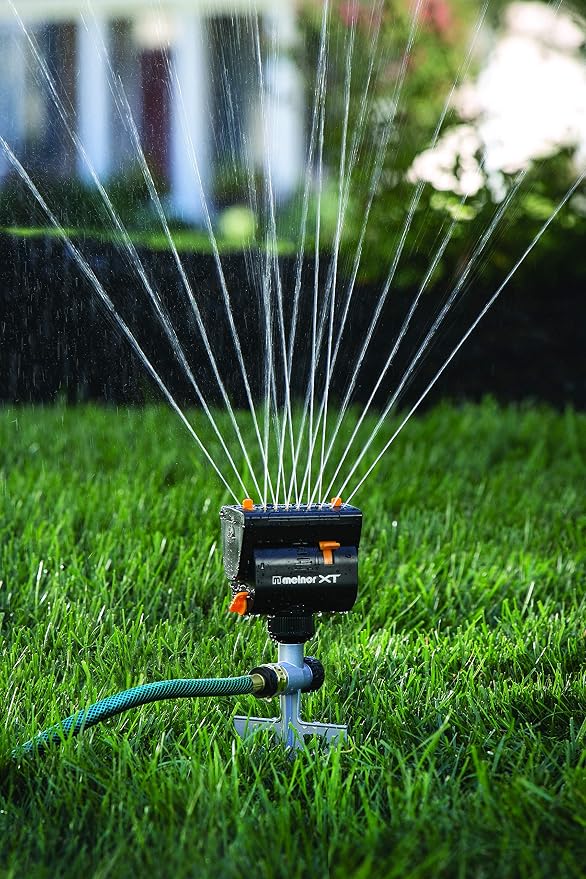 Melnor MiniMax Spike Sprinkler, 4000 Sq Ft: 360°, Flow, Width, Range Adjust