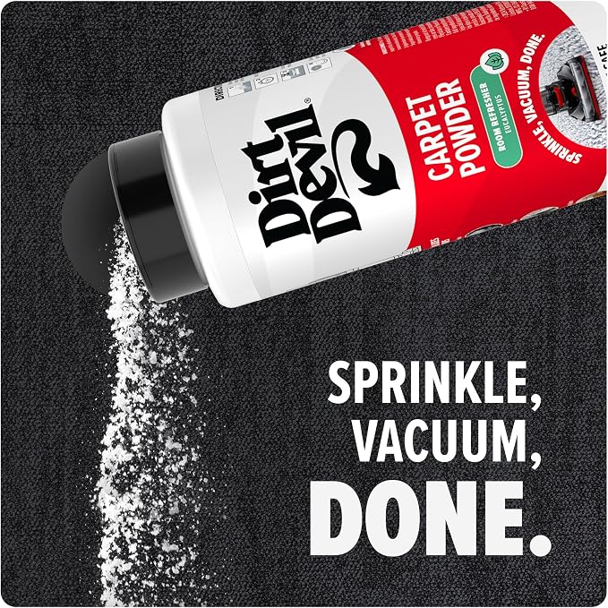 Dirt Devil Carpet Powder, 32 oz, Room Refresher and Odor Eliminator | Eucalyptus Scent, Vacuum Cleaner Safe, For Use on Carpets, Rugs, Upholstery and More, Carpet Freshener Powder for Home Use