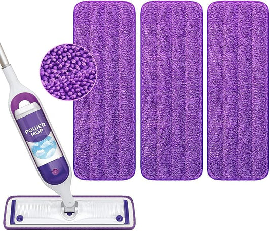 Reusable Power Mop Pads Compatible with Swiffer PowerMop Mop | Swifter Power Mop Pads Refills for Dry & Wet Use, Washable Microfiber Pads for Multi-Surface Floor Cleaning, 3 Pack