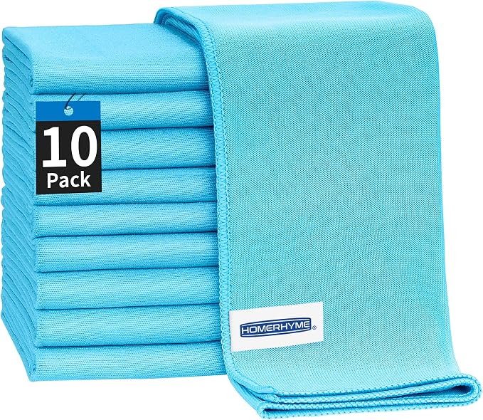 Microfiber Glass Cleaning Cloth - 10 Pack Polishing Cloths, 16" x 14" Window Cleaning Towel, Streak Free, Lint Free, Great for All Delicate Surface, Glasses, Stainless Steel, Windshield.