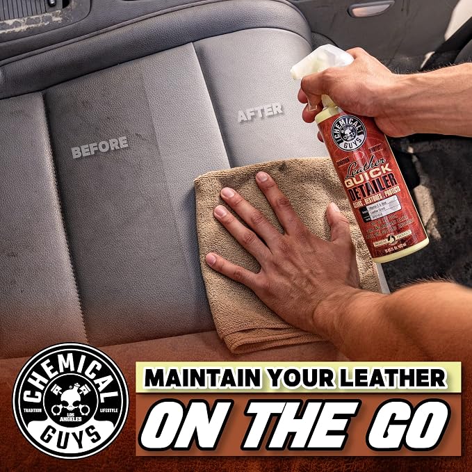 Chemical Guys, Leather Quick Detailer, Cleaner & Conditioner Spray, 16 oz | Quick spray cleans and conditions seats, furniture and apparel, safe on natural, synthetic and faux leather