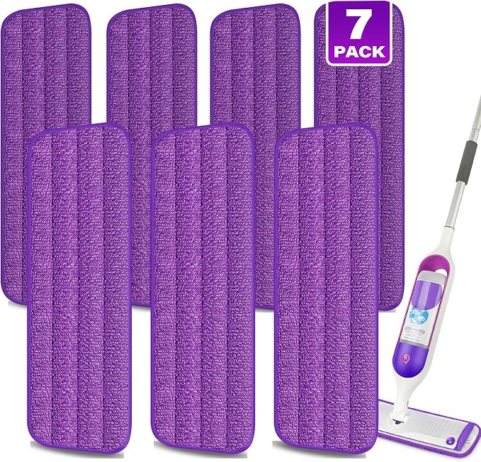 7 Pack Washable Reusable Mop Pads for Swiffer PowerMop: Wet Mops Refills | PowerMop Microfiber Refills, Machine Washable, Hard Floor Mop Pads Replacement, for 13''-15'' Spray Mops Multi-surface Floors