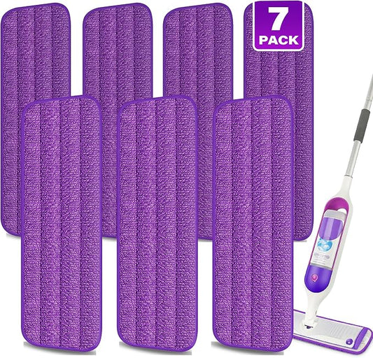 7 Pack Washable Reusable Mop Pads for Swiffer PowerMop: Wet Mops Refills | PowerMop Microfiber Refills, Machine Washable, Hard Floor Mop Pads Replacement, for 13''-15'' Spray Mops Multi-surface Floors