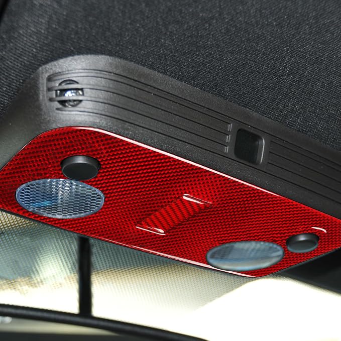 Real Carbon Fiber Trim for Ford Mustang Accessories | for 2009 2010 2011 2012 2013 2014 Reading Lamp Cover Light Panel Interior Thick Overlay Decal 2PCs