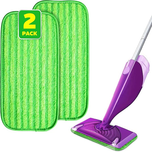 2 Pack Reusable Mop Pads, Compatible with Wet Jet, Wet Pads Refill for WetJet, Microfiber Cloths for Hardwood Floors Cleaning, Machine Washable Mop Pads, Wet Dry Use