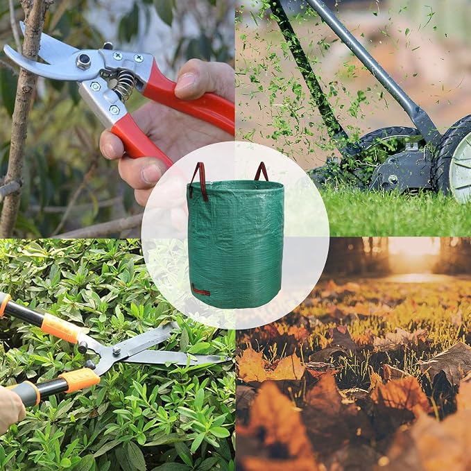 72 Gallon Garden Waste Bags 5 Pack Heavy Duty | Reusable Garden Waste Bags for Lawn, Pool and Yard Cleanup, Holds Leaves, Grass Clippings and Outdoor Debris