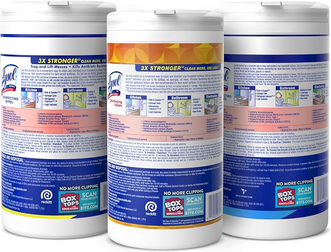 LYSOL Disinfecting Wipes, Cleaner, Lemon + Linen + Mango, 80 ct. (3 Pack)