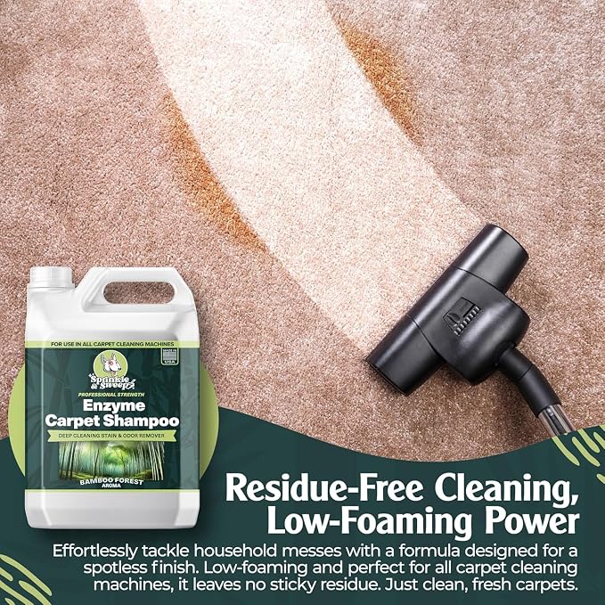 Sprinkle & Sweep: Enzyme Carpet Shampoo - 64oz, Deep Cleaning Pet Stain & Odor Remover, Dog & Cat Mess-Urine-Accident Solution, All Machine Compatible